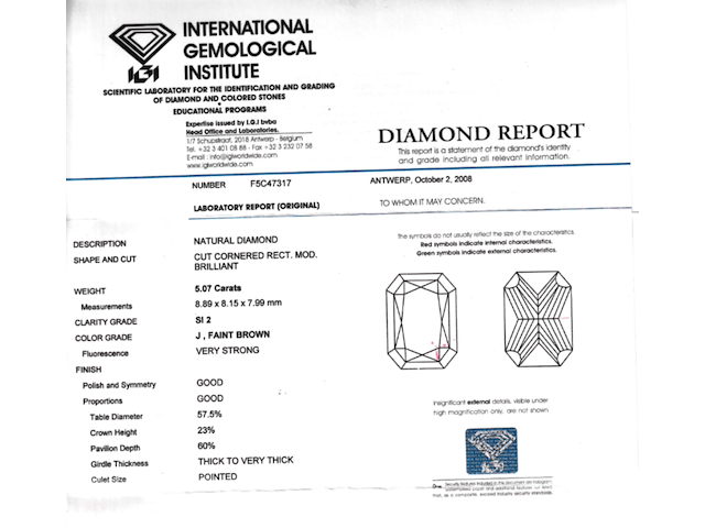 Witgouden ring met een grote natuurlijke diamant van 5.07 carat en natuurlijke briljant geslepen diamanten - afbeelding 3 van  7