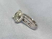 Witgouden ring met een grote natuurlijke diamant van 5.07 carat en natuurlijke briljant geslepen diamanten - afbeelding 5 van  7