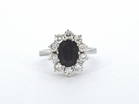 Witgouden ring met een natuurlijke saffier en natuurlijke diamanten - afbeelding 9 van  12