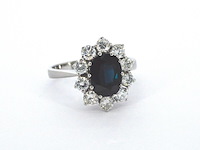 Witgouden ring met een natuurlijke saffier en natuurlijke diamanten - afbeelding 11 van  12