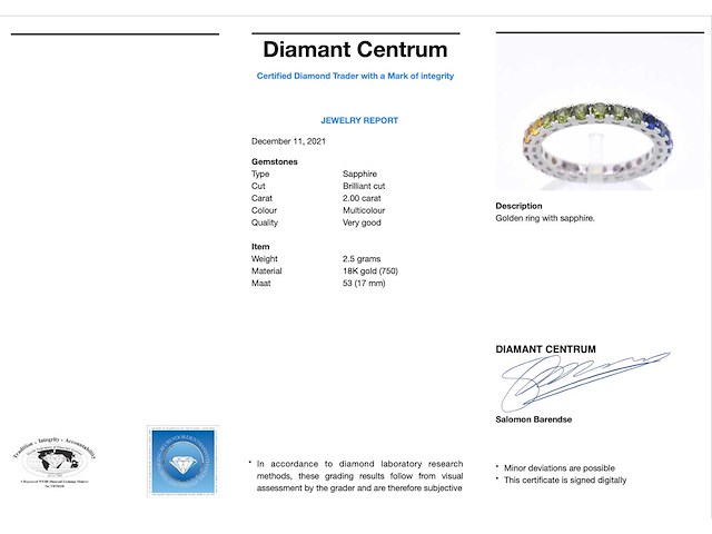 Witgouden ring met multicolour saffieren - afbeelding 5 van  11