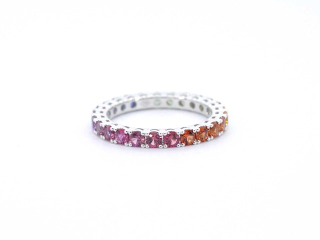 Witgouden ring met multicolour saffieren - afbeelding 9 van  11