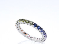 Witgouden ring met multicolour saffieren - afbeelding 6 van  12