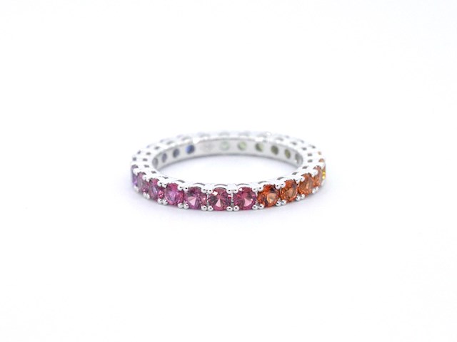 Witgouden ring met multicolour saffieren - afbeelding 9 van  12