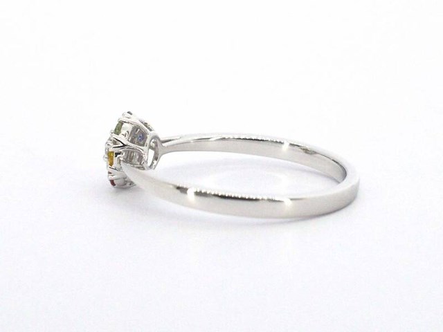 Witgouden ring met natuurlijke diamant en saffieren - afbeelding 6 van  11