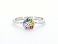 Witgouden ring met natuurlijke diamant en saffieren - afbeelding 8 van  11