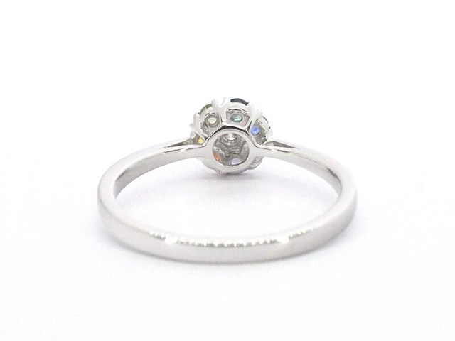 Witgouden ring met natuurlijke diamant en saffieren - afbeelding 9 van  11