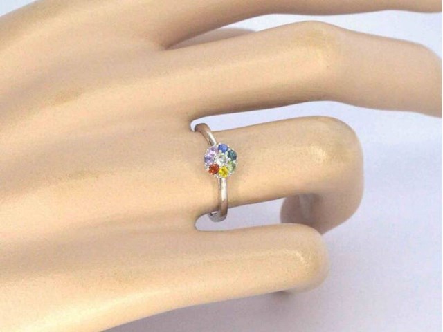 Witgouden ring met natuurlijke diamant en saffieren - afbeelding 10 van  11