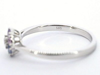 Witgouden ring met natuurlijke diamant en saffieren - afbeelding 11 van  11