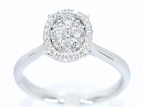 Witgouden ring met natuurlijke diamanten in ovaal vorm - afbeelding 1 van  11