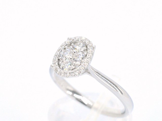 Witgouden ring met natuurlijke diamanten in ovaal vorm - afbeelding 5 van  11