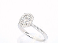 Witgouden ring met natuurlijke diamanten in ovaal vorm - afbeelding 5 van  11