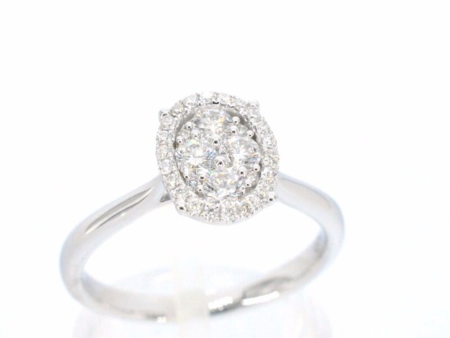 Witgouden ring met natuurlijke diamanten in ovaal vorm - afbeelding 6 van  11