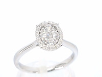 Witgouden ring met natuurlijke diamanten in ovaal vorm - afbeelding 6 van  11