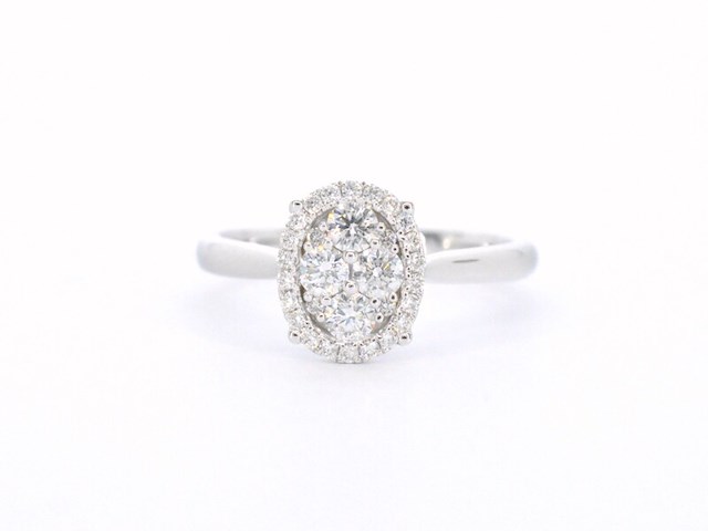 Witgouden ring met natuurlijke diamanten in ovaal vorm - afbeelding 8 van  11