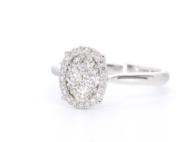 Witgouden ring met natuurlijke diamanten in ovaal vorm - afbeelding 10 van  11