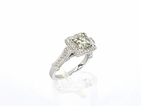Witgouden ring met natuurlijke diamanten waarvan een grote radiant geslepen diamant en meerdere kleine briljanten - afbeelding 7 van  12