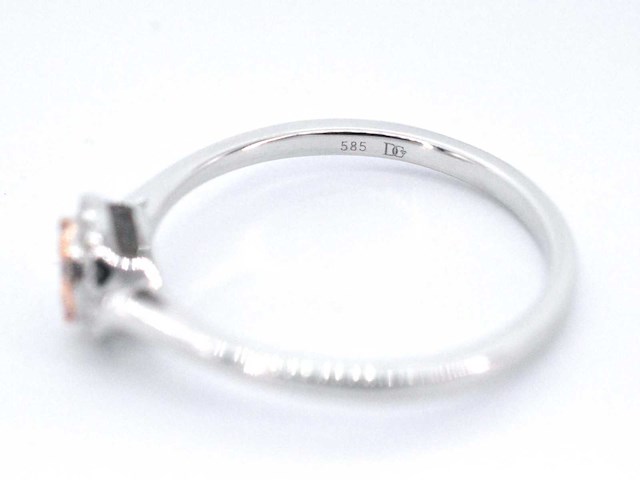 Witgouden ring met natuurlijke roze en witte diamant - afbeelding 2 van  10