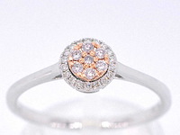 Witgouden ring met natuurlijke roze en witte diamant - afbeelding 1 van  10