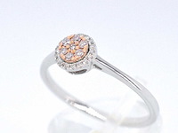 Witgouden ring met natuurlijke roze en witte diamant - afbeelding 5 van  10