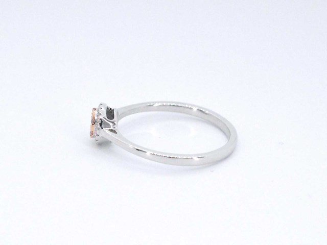Witgouden ring met natuurlijke roze en witte diamant - afbeelding 7 van  10