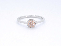 Witgouden ring met natuurlijke roze en witte diamant - afbeelding 8 van  10