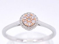 Witgouden ring met natuurlijke roze en witte diamant - afbeelding 1 van  11