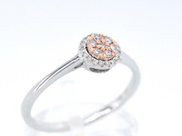 Witgouden ring met natuurlijke roze en witte diamant - afbeelding 6 van  11