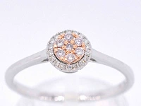 Witgouden ring met natuurlijke roze en witte diamant - afbeelding 1 van  8