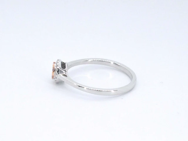 Witgouden ring met natuurlijke roze en witte diamant - afbeelding 5 van  8