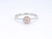 Witgouden ring met natuurlijke roze en witte diamant - afbeelding 6 van  8