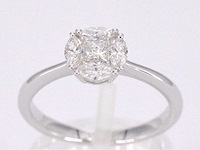 Witgouden ring met prinses en marquise geslepen natuurlijke diamanten - afbeelding 1 van  10