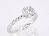 Witgouden ring met prinses en marquise geslepen natuurlijke diamanten - afbeelding 5 van  9