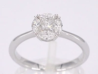 Witgouden ring met prinses en marquise geslepen natuurlijke diamanten