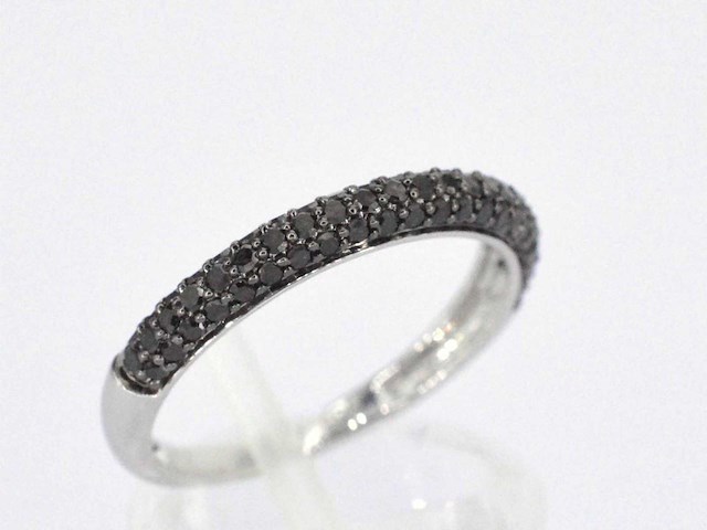 Witgouden ring met zwarte briljant diamanten - afbeelding 7 van  10