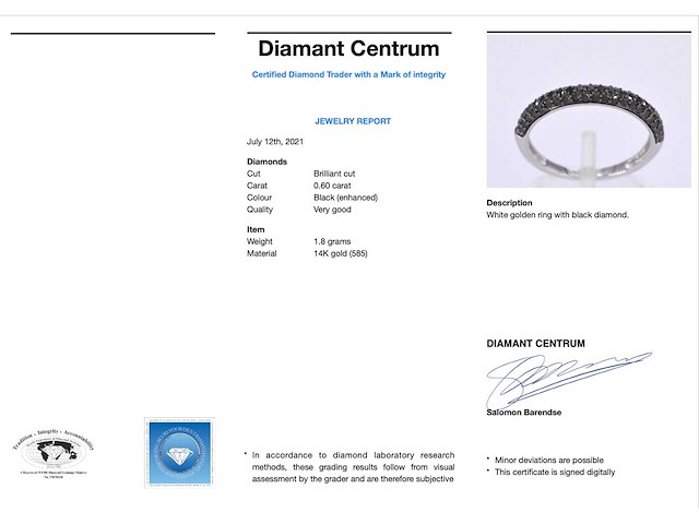 Witgouden ring met zwarte briljanten diamanten - afbeelding 3 van  10
