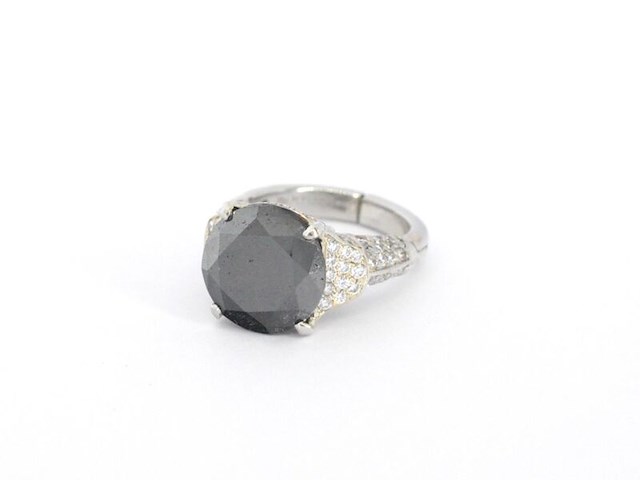 Witgouden ring met zwarte diamant 5.00 carat - afbeelding 10 van  11