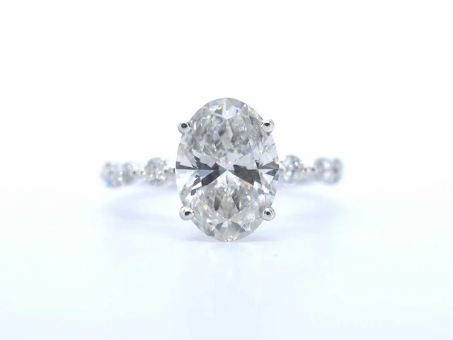 Witgouden ring ovale diamant 3.00 ct - afbeelding 1 van  11