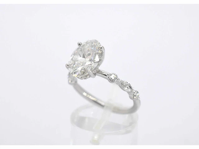 Witgouden ring ovale diamant 3.00 ct - afbeelding 11 van  11