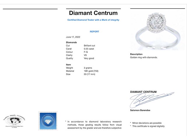 Witgouden ring ovale diamanten - afbeelding 4 van  10
