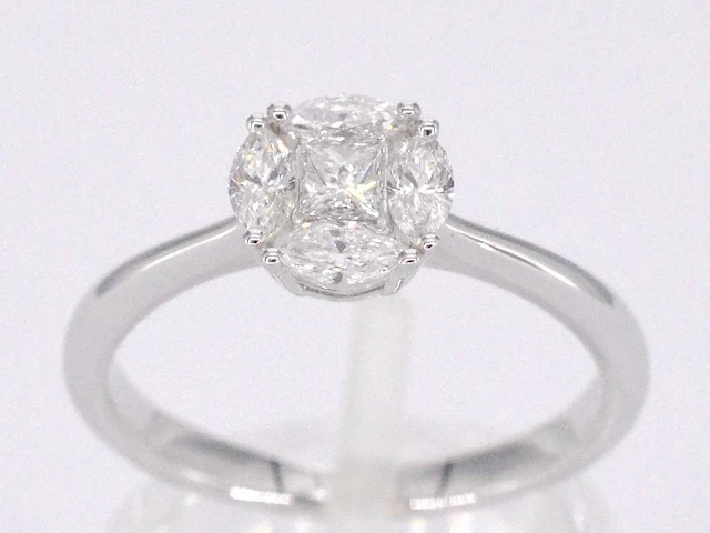 Witgouden ring prinses marquise diamant - afbeelding 1 van  10