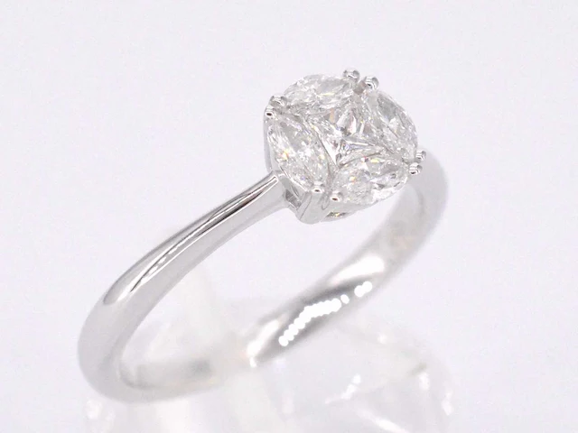 Witgouden ring prinses marquise diamant - afbeelding 6 van  10