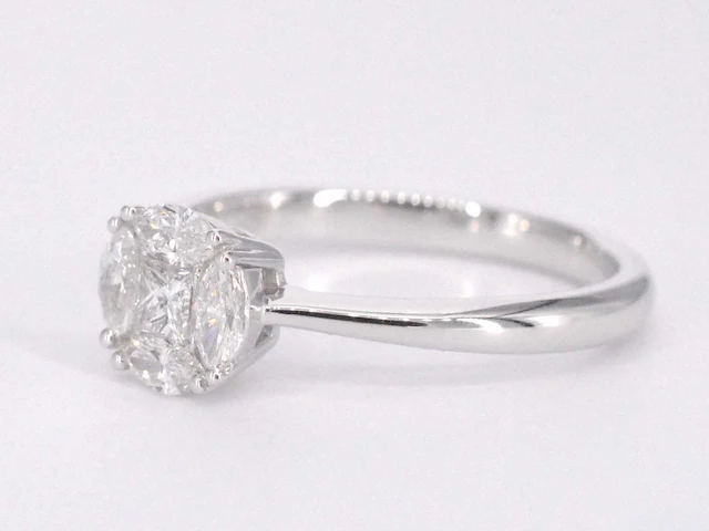 Witgouden ring prinses marquise diamant - afbeelding 9 van  10