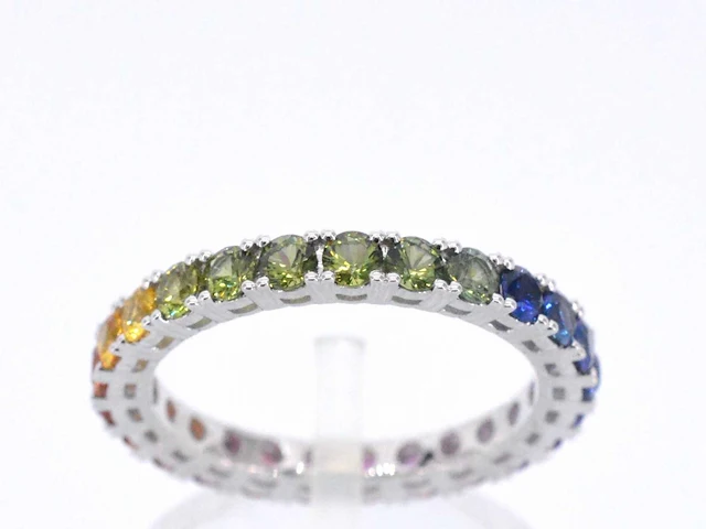 Witgouden ring saffier multicolour - afbeelding 1 van  11