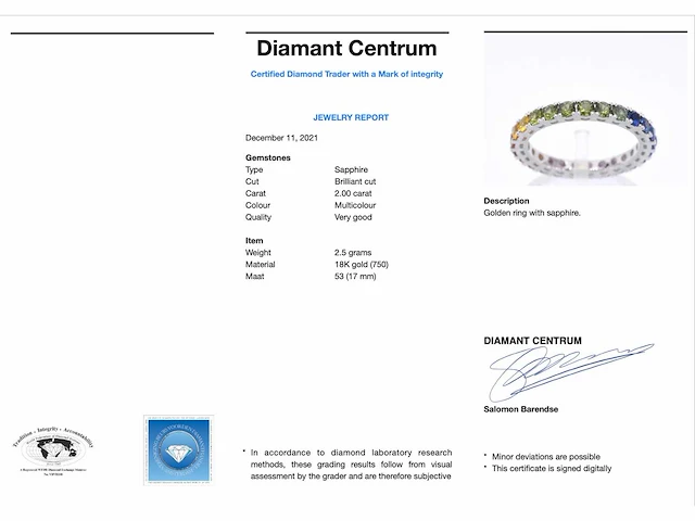 Witgouden ring saffier multicolour - afbeelding 5 van  11