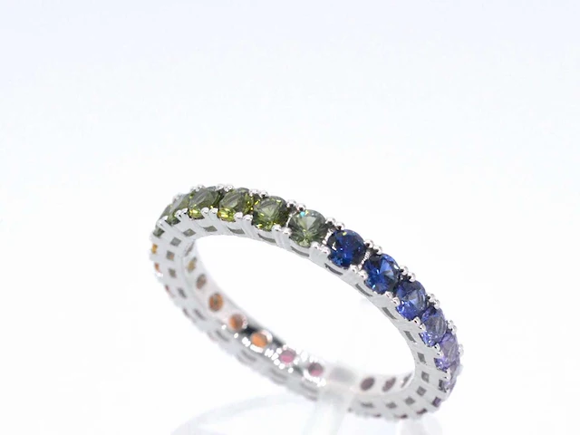 Witgouden ring saffier multicolour - afbeelding 6 van  11