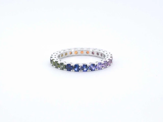 Witgouden ring saffier multicolour - afbeelding 10 van  11