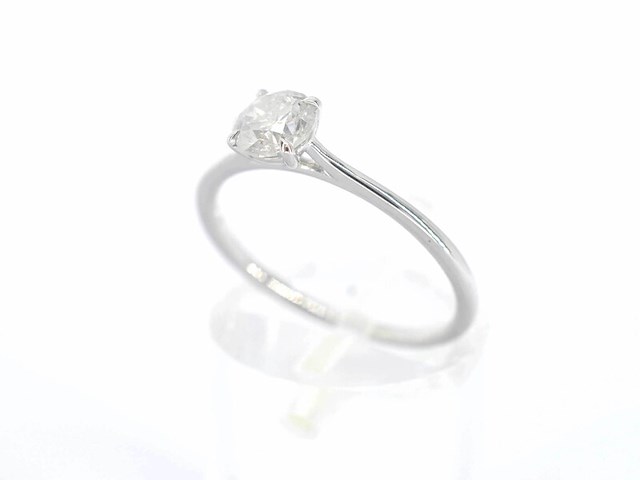 Witgouden ring solitair met natuurlijke briljant geslepen diamanten - afbeelding 4 van  10