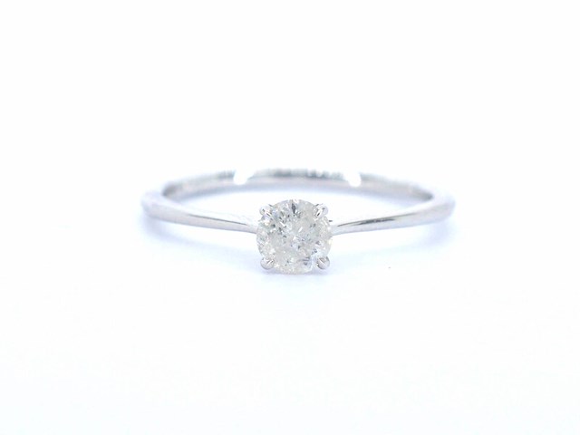 Witgouden ring solitair met natuurlijke briljant geslepen diamanten - afbeelding 1 van  12