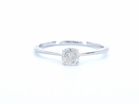 Witgouden ring solitair met natuurlijke briljant geslepen diamanten - afbeelding 1 van  12